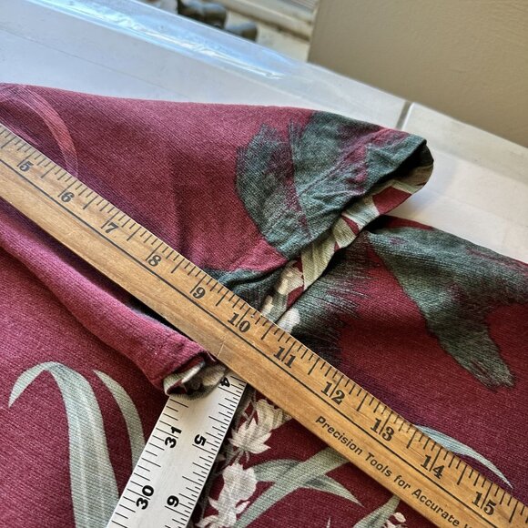 Caribbean Joe Mens Hawaiian Shirt XL Red Tropical Floral Short Sleeve Heavy - Picture 6 of 8